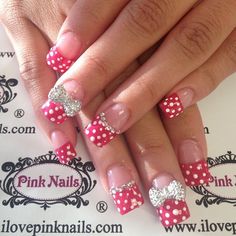 Pink nail Cutesy Nails, Disneyland Nails, Nails Lips, Dot Nail Designs, Dot Nails, Nail Glam, Dot Designs, Designer Nails, I Love Pink