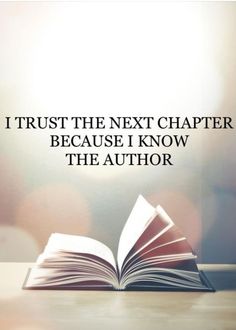 an open book sitting on top of a table with the words trust the next charter because i