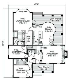 the first floor plan for a home with three bedroom and two bathroom areas, including an attached