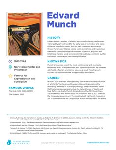 the poster for edward munch's exhibition, featuring an image of a painting