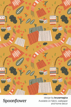 the cover of spoonflower designs by buxmagica available on fabric, wallpaper and home decor