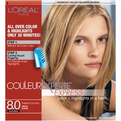 Get L'Oreal Couleur Experte highlights and permanent hair dye in a flash. It is our only at home hair coloring dual-system, that combines in just one box permanent hair color with harmonizing highlights. Thanks to perfectly coordinated shades, you can achieve a new hair color that is a rich, elegant, salon-like look in just two easy steps. This hair dye kit is available in a color palette ranging from red, brown, to blonde hair. Packaging may vary, what you receive may not be what is reflected o Home Hair Color, Highlighted Hair, Home Hair, At Home Hair Color, Cool Blonde Hair, Dyed Blonde Hair, Color Highlights, Medium Blonde, Cool Blonde