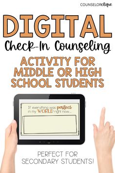 a tablet with the text digital check - in for middle and high school students on it