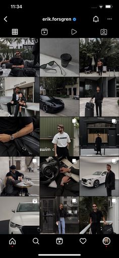 a collage of photos with people and cars