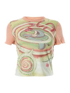 ⚡Buy 2024 Print Patchwork Short Sleeve Tee Pink L under $14.00 in Tops&Tees at AnotherChill.com Online. Style: Casual/Sweet. Fabric Content: Polyester. Fit Type: Slim Fit. Neckline: Crew Neck. Sleeve Length: Short Sleeve. Adorable Design: Embrace the charm of the cute and sweet print on this casual tee, adding a delightful touch to your wardrobe.. Unique Sleeve Detail: Stand out in style with the eye-catching sleeve patchwork that sets this tee apart from the rest.. Comfortable Fabric: Experienc 2000s Aesthetic Clothes, Y2k 2000s Aesthetic, Shirts Kawaii, Techno Fashion, Moda Cyberpunk, Crop Pullover, Baby Crop Top, Patchwork Shorts, Baby Tees Y2k