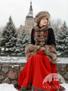 Short coat Short Fur Coat, Winter Coat Short, Royal Ball, Russian Winter, Medieval Clothing, Womens Jackets, Red Skirt, Russian Fashion, Fur Hat