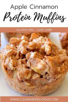 apple cinnamon protein muffins with text overlay