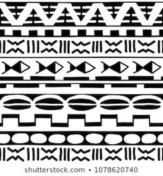 an abstract black and white pattern with geometric shapes on it's sides, in the middle