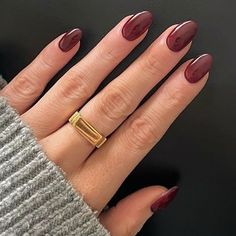 follow for more! pin is @lucyjanesocials Gel X Nails Fall Colors, Classic Pretty Nails, Solid Colored Acrylic Nails, Fudgsicle Nail Color, Cute Nails Fall Colors, Fall Nails Ideas Autumn Designs, Simple Nail One Color, Holiday Nails Natural Nail, Brown Cherry Nails