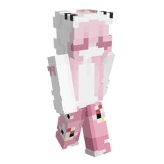 an image of a pink and white animal in pixel art