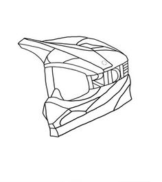 a drawing of a helmet with goggles on the top and bottom part, in black and white