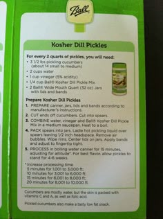 the instructions for kosher dill pickles