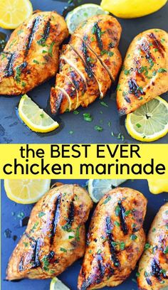 the best ever chicken marinade recipe with lemons and parsley on the side