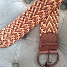 Brand New Woven Leather Belt. Brown And Bronze-Y Metallic. Metal Buckle. 2.25" Wide, And Adjustable To 34" Waist (Take Measurement Over Clothes). Basic Wardrobe Pieces, Wardrobe Basics, Metal Buckles, Brown Gold, Leather Belt, Buckle, Women Accessories, Brand New, Leather