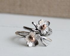 Cherry Blossom Branch Twig Jewelry Spring Jewelry by HapaGirls Delicate Spring Jewelry For Anniversary, Delicate Jewelry For Spring Anniversary, Delicate Jewelry For Anniversary In Spring, Spring Sterling Silver Ring, Spring Wedding Sterling Silver Flower Ring, Sterling Silver Ring For Spring, Adjustable Sterling Silver Ring For Spring, Spring Delicate Sterling Silver Jewelry, Adjustable Flower Ring For Spring Wedding