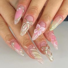 Nails Floral, Nails Chrome, Nails 3d, Nails Cute