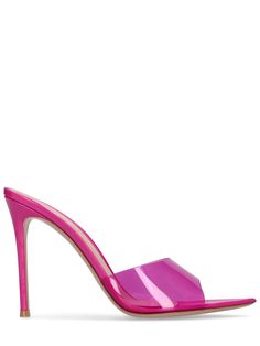 Find GIANVITO ROSSI 105mm Elle Pvc Mules on Editorialist. 105mm Patent leather covered heel. Plexi upper. Pointed toe. Patent leather insole. Leather sole Modern Pink Heels With Sculpted Heel, Modern Pink Pointed Toe Heels, Luxury Pink High Heels, Designer Pink Heels With 4-inch Heel, Luxury Pink Heels With Sculpted Heel, Pink Wrapped Heel Cocktail Heels, Modern Pink Heels For Evening, Pink Open Heel Heels With Deep Heel Cup, Modern Pink Heels For Formal Occasions