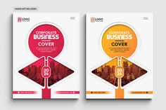 two brochures with different colored shapes and numbers on them, one is for corporate business