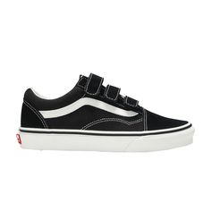 Find VANS Old Skool Velcro 'suede on Editorialist. Inspired by the iconic Vans skate shoe, the Old Skool V sports a low profile look in black sturdy canvas and suede uppers. Hook-and-loop strap closures in place of laces make for easy wearing. Other signature details include a classic rubber waffle outsole and a True White side stripe. Vans With Straps, Velcro Vans, Vans Skate Shoes, Vans Skate, Skate Shoe, Lace Making, Vans Old Skool, Side Stripe, Old Skool