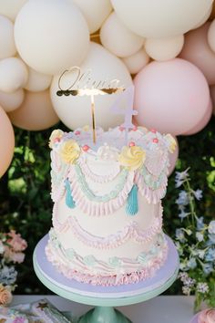 a birthday cake sitting on top of a table