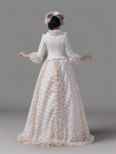 Step into the romance of a bygone era with our Cream Rococo Style Dress, an exquisite offering from WonderlandByLilian. This Victorian Ball Gown is a true testament to timeless beauty, blending the enchantment of floral prints with the grandeur of historical fashion. Exuding warmth and sophistication with a touch of luxurious nostalgia, this piece is a celebration of curvaceous confidence, designed with the plus-size silhouette in mind. Evoking the intricate elegance of rococo artistry, this dre Elegant Vintage Ruffled Wedding Dress, Elegant Victorian Dress With Ruffles And Baroque Shape, Victorian Dress With Fitted Bodice, Floor-length, Rococo Victorian Ball Gown With Historical Design, Victorian Rococo Ball Gown With Historical Design, Regency Style Wedding Dress With Historical Design, Rococo Style Dress With Ruffles And Fitted Bodice, Vintage Ruffle Dress For Banquet, Historical Victorian Dress With Ruffles