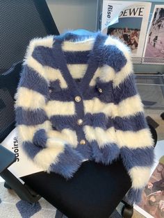 Fabric name: Polyester Pattern: Stripe Coat Spring, Autumn Sweater, Stripe Cardigan, Athleisure Dress, Fuzzy Cardigan, Sweater For Women, Swimwear Bottoms, Striped Cardigan, Fabric Names