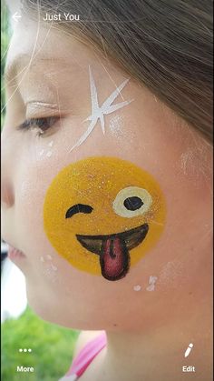 Happy Face Paint, Small Easy Face Painting Ideas, Face Painting Quotes, Smily Face Painting Ideas, Emoji Face Paint, Children’s Face Paint, Smile Face Painting, Face Paint Simple