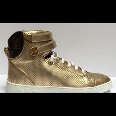 Beautiful Pair Of Sneakers No Box I Bought Them On Posh- Wore Them Once . Shoes Louis Vuitton, Louis Vuitton Shoes, Size 7, Louis Vuitton, Women Shoes, Sneakers, Women Shopping, Gold, How To Wear