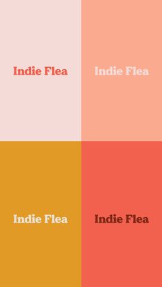 an orange, pink and yellow color scheme with the words india flea in different languages