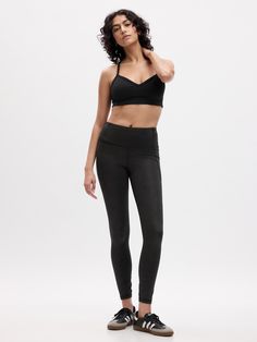 This legging is made with 79% recycled polyester.  Less waste in the world.  More great clothes for you.  Moisture Wicking helps keep your skin dry.  Stretch allows freedom of movement while providing superior shape retention.  Elongating flatlock contouring seams create smooth lines and help prevent chafing.  Smooth, flat, wide waistband.  Pocket at side.  High waisted.  Fitted silhouette. Fitted Recycled Polyester Yoga Pants For Training, Fitted Yoga Pants For Training In Recycled Polyester, Fitted Yoga Pants In Recycled Polyester For Training, Fitted Recycled Polyester Yoga Pants For Workout, Fitted Yoga Pants In Recycled Polyester For Gym, High Stretch Moisture-wicking Yoga Pants In Recycled Polyester, Fitted Yoga Pants Made Of Recycled Polyester For Gym, Micro-elastic Sweat Resistant Leggings For Yoga, Fitted Recycled Polyester Yoga Leggings