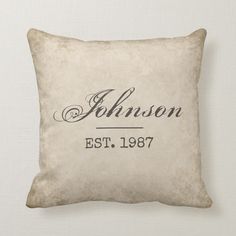 a personalized pillow with an old - fashioned name on the front and back side