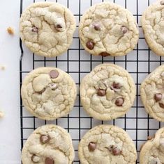 chocolate chip cookies on a cooling rack ready to be baked in the oven for consumption