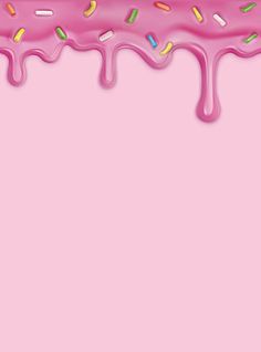 a pink background with sprinkles and doughnuts on the bottom right corner