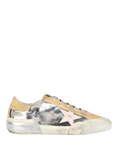 Golden Goose Superstar Metallic Leather Low-Top Sneakers Golden Goose Superstar, Metallic Sneakers, Golden Goose Sneakers, Golden Goose Deluxe Brand, Pink Logo, Leather Logo, Golden Goose, Fashion Girl, Metallic Leather