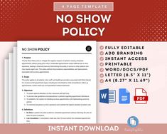 a no show policy document with the text,'no show policy'on it