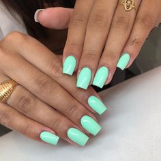 Plain Neon Nails, August Square Nails, All Different Color Nails, Plain Nail Colors, Solid Summer Nails, Classic Summer Nails, Chloe Nails, Aqua Nails, Ongles Nails