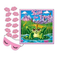 kiss the frog party game with pink shoes