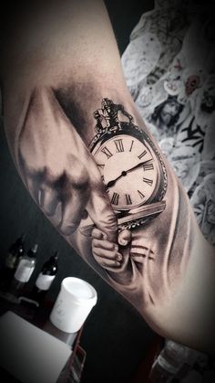 Stop Watch Tattoo Men, 2 Clock Tattoo Design, Tattoo Design For Men Arm, Clock Tattoo Design For Men, Stop Watch Tattoo, Compass Tattoos Arm, Tattoo Design For Men, Tattoo Homme