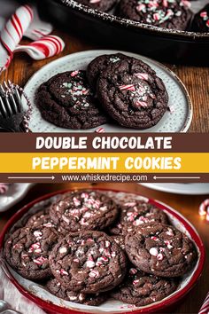 double chocolate peppermint cookies on a plate