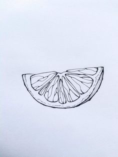 a drawing of a slice of orange on white paper