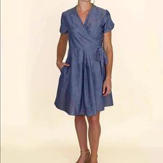 Nothing Says Classic And Timeless Better Than Chambray And A Wrap Dress. Whether You Are Off To Work Or Ready To Go Play On The Weekend, This Cotton Wrap Dress Has Got All The Right Moves, Plus It Has Pockets. Length: 37 Inches. Sizing Runs True To Size. Xs- 2, S-4-6, M-8-10, L-12-14, Xl-16. Made In India All The Right Moves, Cotton Wrap Dress, India Design, Dresses Xxl, Ikat Fabric, Perfect Gift For Her, Ready To Go, Dresses Xs, Fair Trade