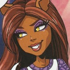 an image of a cartoon character with long hair and horns on it's head