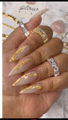 Stilleto Nails Designs, Fabulous Nails, Creative Nails, Best Acrylic Nails, Ring Sizes, Gold Nails