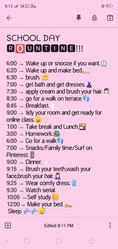 Routine👀🙂👌🏻 Online School Routine, Routine School, Baddie Wallpaper, Day Routine, School Routine, Life Routines