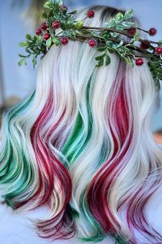 Charleston Hair, Two Color Hair, Peekaboo Hair Colors, Pulp Riot Hair Color, Peekaboo Hair, Hair Color Unique, Pulp Riot, Christmas Hairstyles