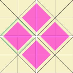 an image of a pink and white square with four diagonals on the same side