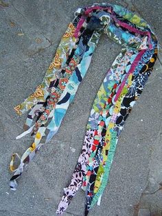 Craftside: It's never too soon to start making scarves for when it turns frigid Making Scarfs From Fabric, Patchwork Scarves Diy, Upcycling Silk Scarves, Diy Fabric Scrap Scarf, Sew Scarf, Vintage Scarf Upcycle