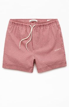 Introducing our Striped Seersucker 4.5" Swim Trunks from PacSun, where style meets functionality. Crafted with seersucker swim-tested poly fabrication and featuring on-seam pockets, a signature drawcord, and a new heat transfer logo, these trunks offer a blend of sophistication and practicality. With a newly improved full mesh lining, you can soak up the sun and surf in comfort and style all day long.


	Elastic stretch waistline
	Side pockets
	Single back pocket
	Striped seersucker fabrication
	Regular fit
	5" Inseam
	15.5" Outseam
	Full mesh lining
	100% Polyester Men’s Swimming Trunks, Striped Cotton Swim Trunks For Summer, Striped Cotton Swim Trunks For Beach Season, Striped Cotton Swim Trunks For Beach, Spring Striped Cotton Swimwear, Red Swim Trunks For Spring Vacation, Spring Poolside Cotton Swim Trunks, Spring Poolside Swim Trunks, Striped Cotton Swim Trunks For Spring