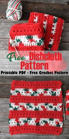 crochet christmas dishcloth pattern with text overlay