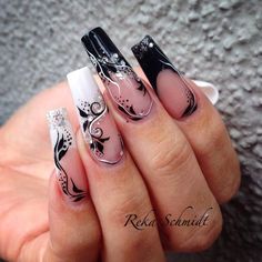 J White Nail Art Designs, Grad Nails, Nails Design With Rhinestones, Almond Nails Designs